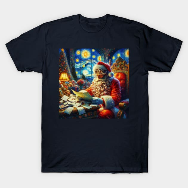 Stellar Santa - Starry Night Sky Holiday Art Prints T-Shirt by Edd Paint Something